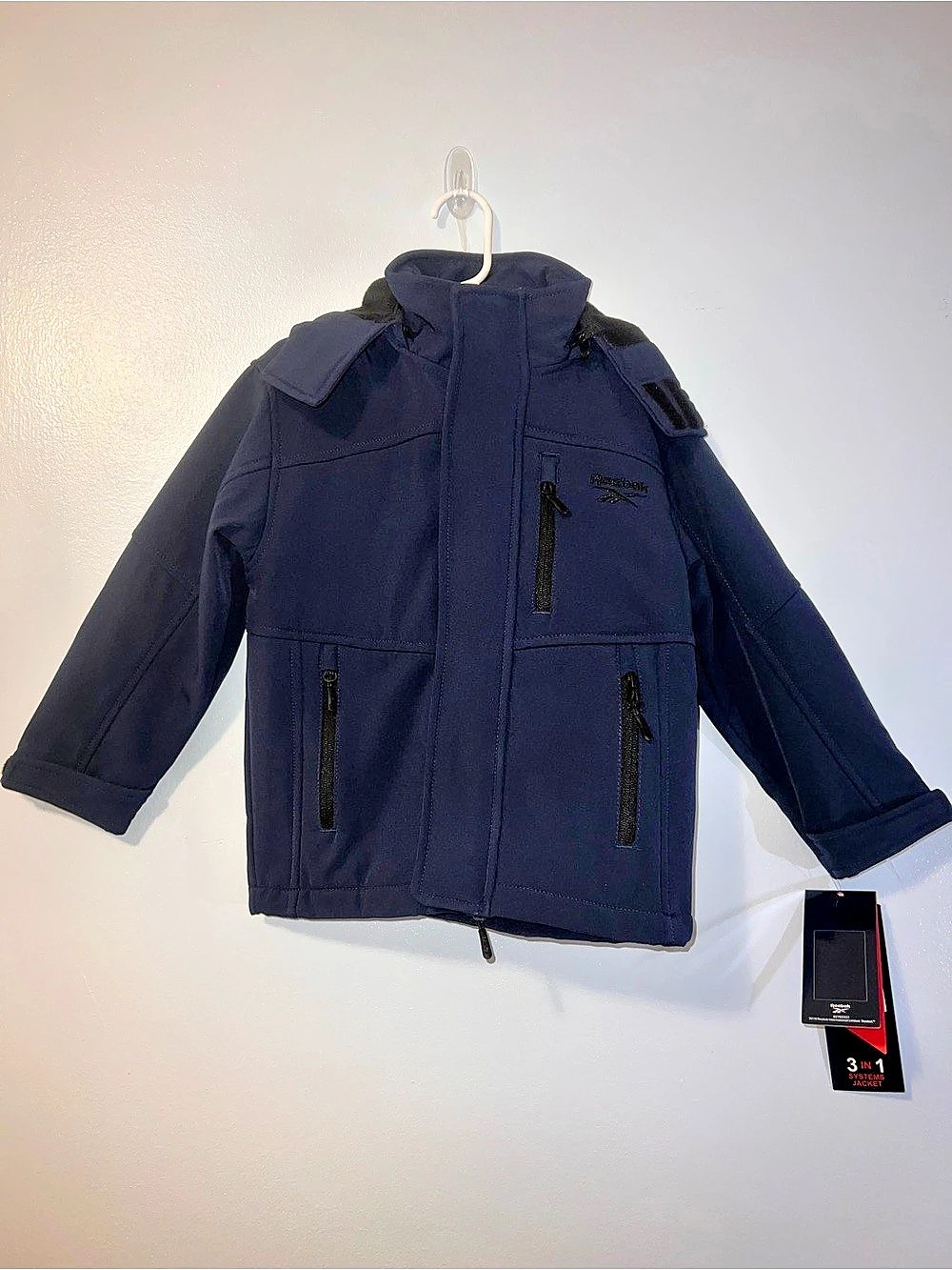 Reebok Boys 3-in-1 System Jacket, Navy Blue-Toddler Size 4